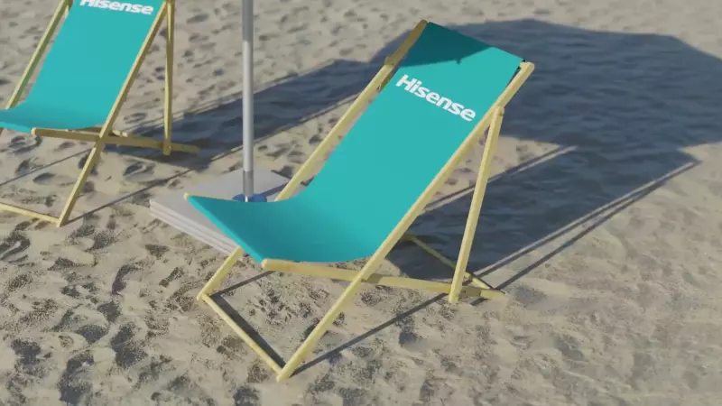 3D animation of a deckchair on the beach